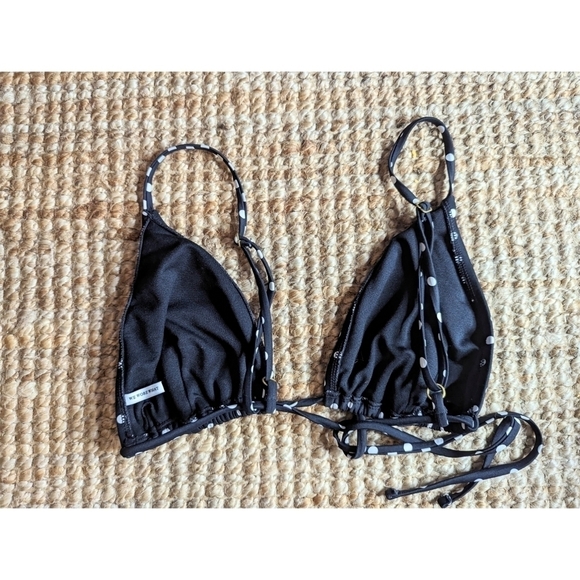 We Wore What Black Polka Dot Triangle String Bikini Top Size Small - Picture 4 of 5